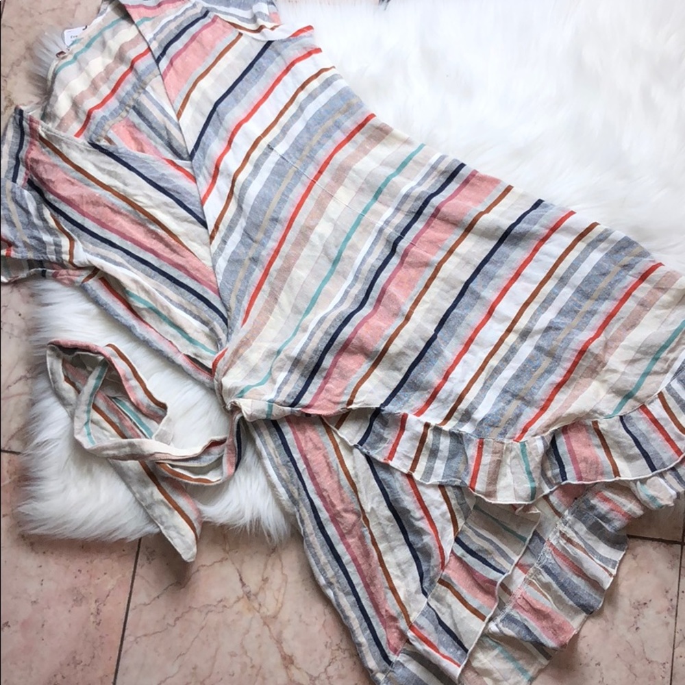 FREE PEOPLE STRIPED WRAP IT UP MINI DRESS - Picture 3 of 5